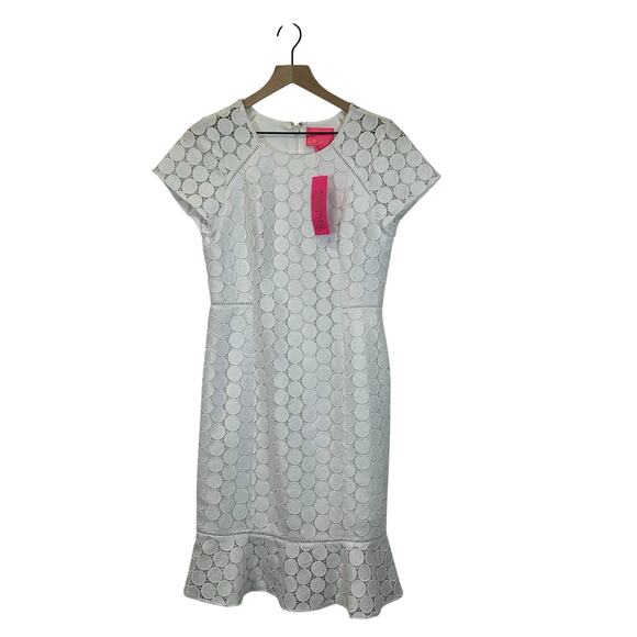 NWT Lilly Pulitzer Aliza White Midi Dress Polka Dot Lace Resort Women’s Size 8 - Picture 4 of 13